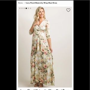 PinkBlush Ivory Floral Maternity Wrap Maxi Dress
